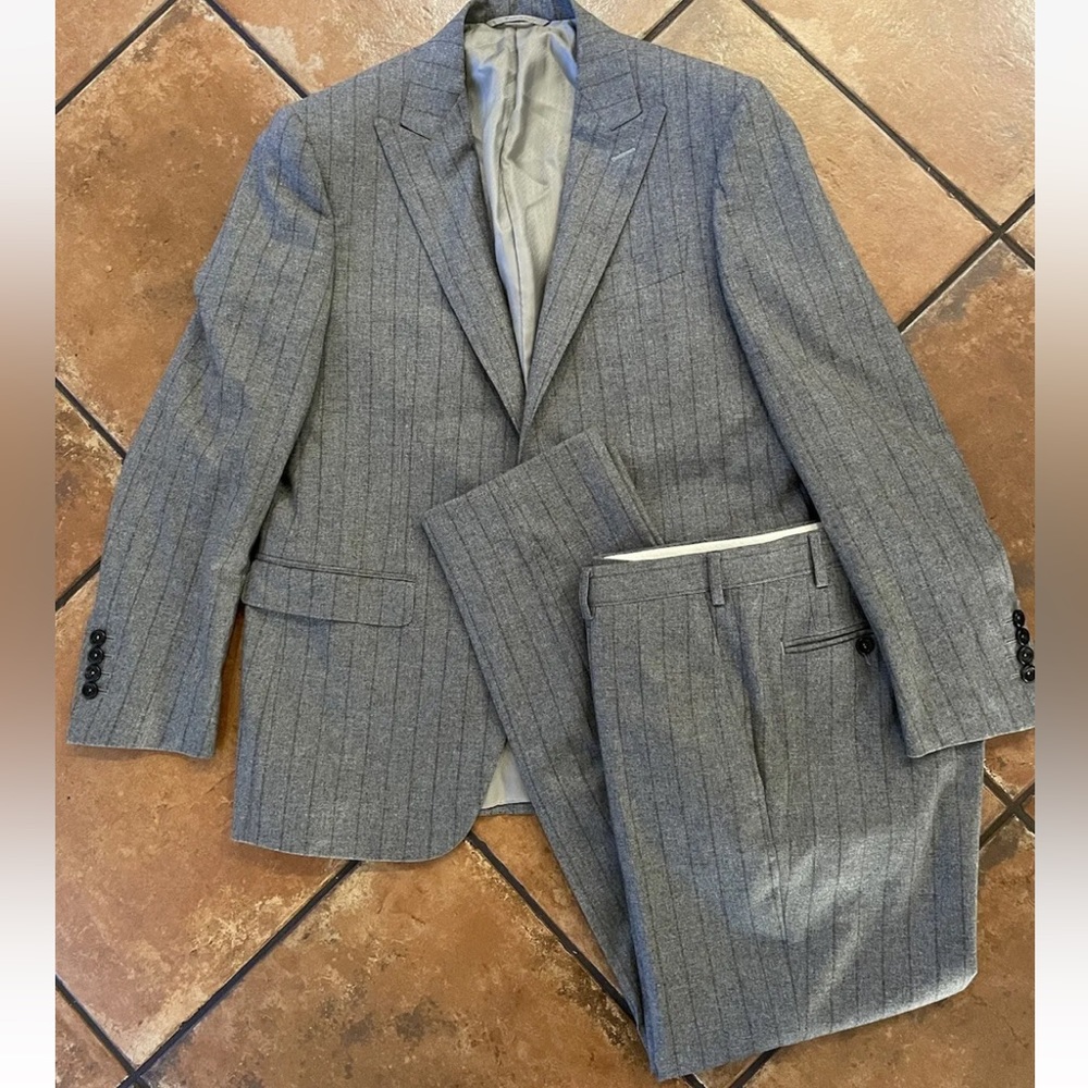 CANALI made in italy Natural Comfort Chalk Stripe Cashmere Blend Suit 38 S $2995